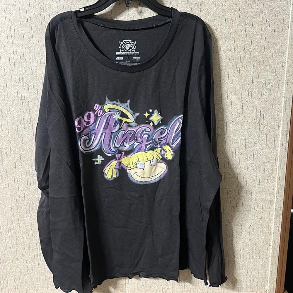 TORRID NICKELODEON RUGRATS LONG SLEEVE ANGELICA TOP: GRAY: NWT: SZ 3 (22-24)
